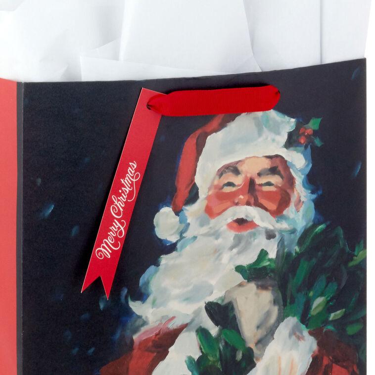 Hallmark 13" Classic Santa Large Christmas Gift Bag With Tissue Paper