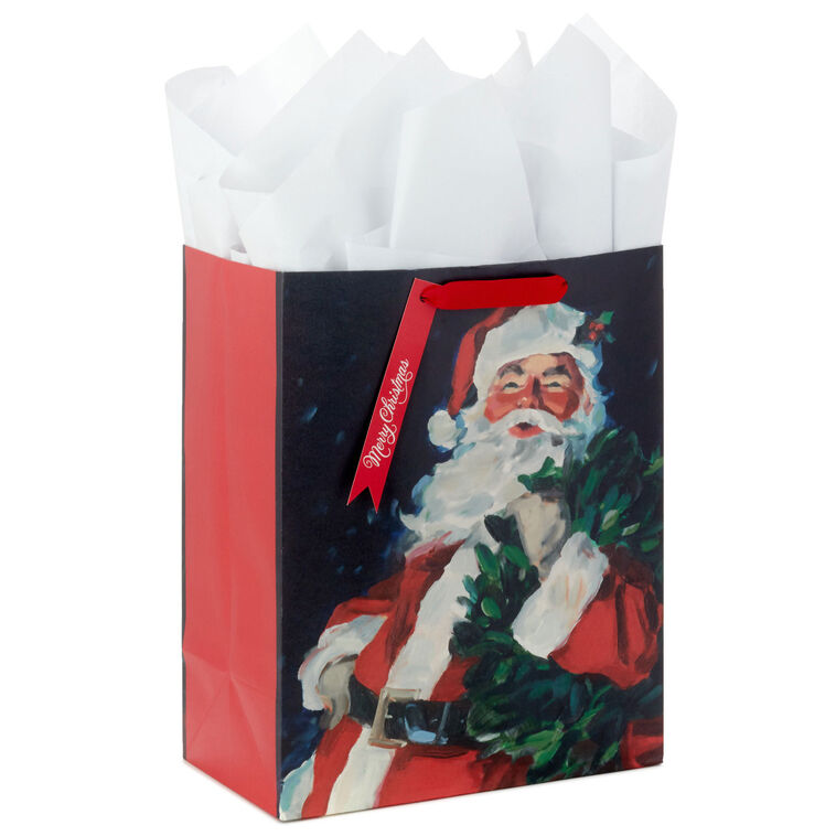 Hallmark 13" Classic Santa Large Christmas Gift Bag With Tissue Paper