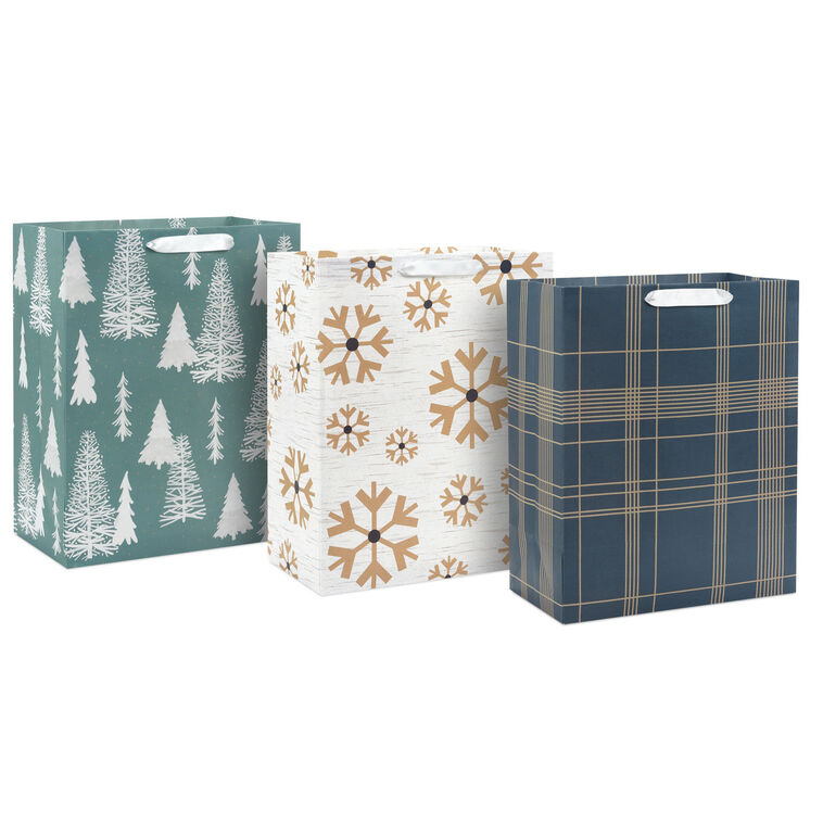 hallmark 13" Classic Winter 3-Pack Assortment Large Gift Bags