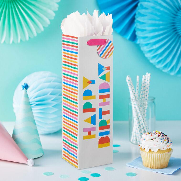 Hallmark 13" Collage Lettering Birthday Wine Gift Bag