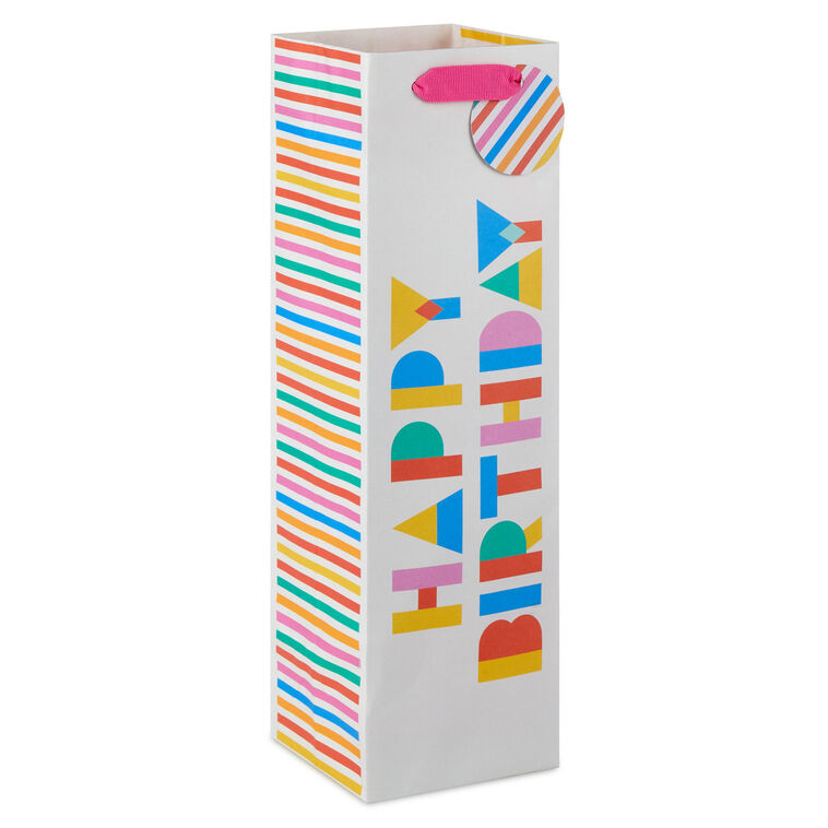 hallmark 13" Collage Lettering Birthday Wine Gift Bag