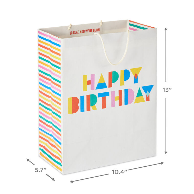 Hallmark 13" Collage Lettering Large Birthday Gift Bag
