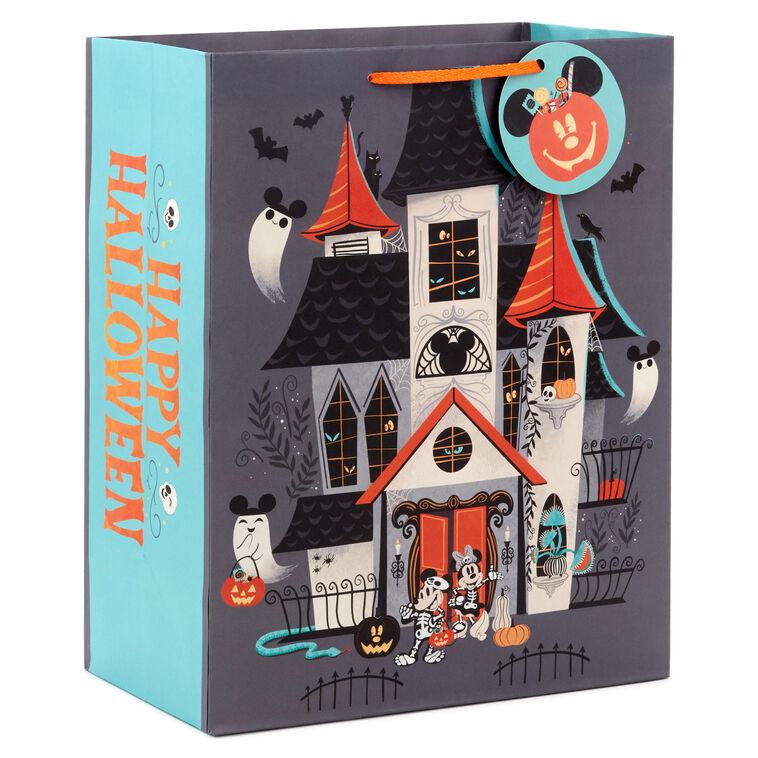 hallmark 13" Disney Mickey and Minnie Haunted House Large Halloween Gift Bag