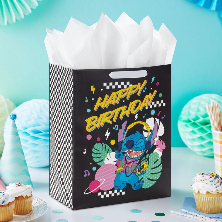 Hallmark 13" Disney Stitch Music Fun Large Gift Bag With Tissue Paper