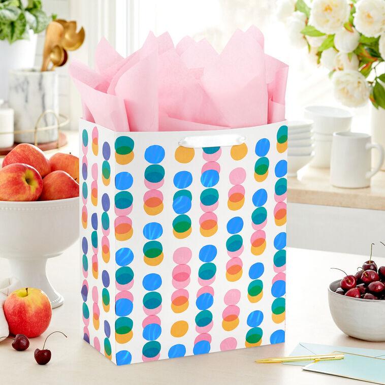 Hallmark 13" Falling Rows Of Dots Large Gift Bag With Tissue Paper