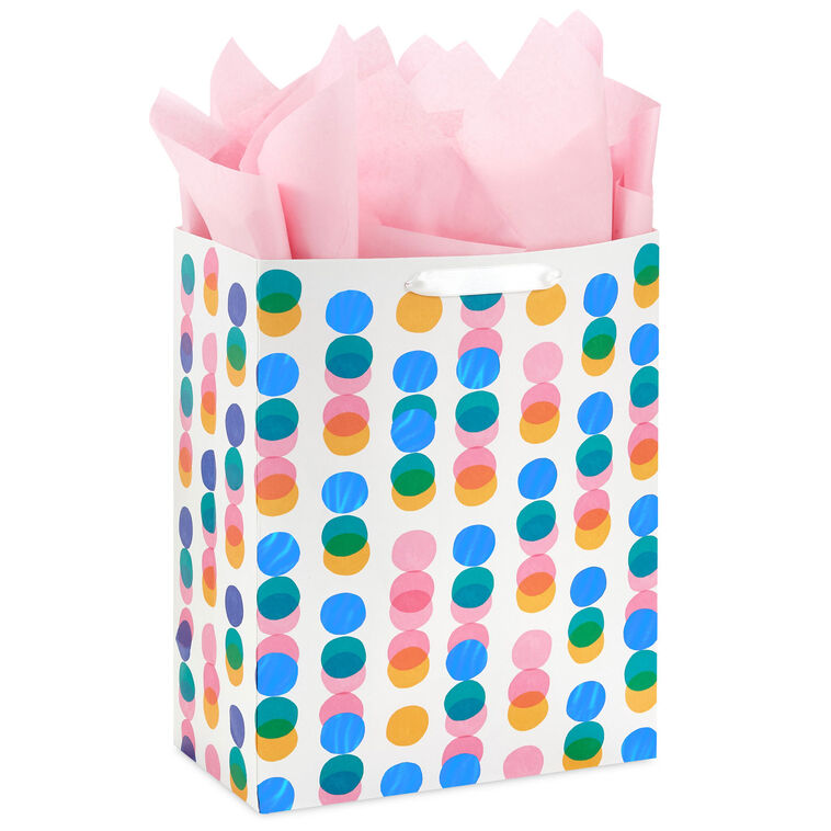 hallmark 13" Falling Rows of Dots Large Gift Bag With Tissue Paper