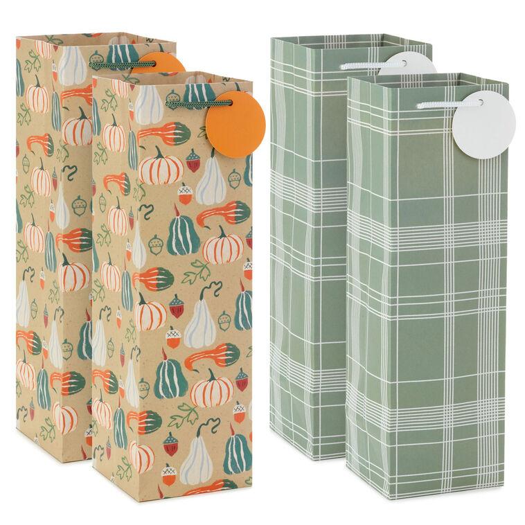 hallmark 13" Festive Fall 4-Pack Wine Gift Bags Assortment