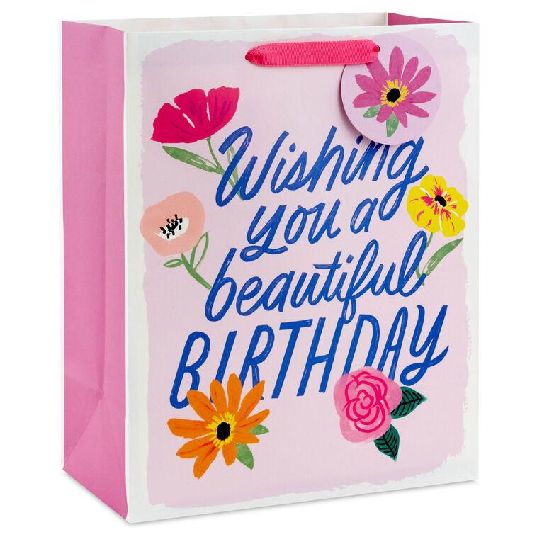 hallmark 13" Floral Beauty on Pink Large Birthday Gift Bag