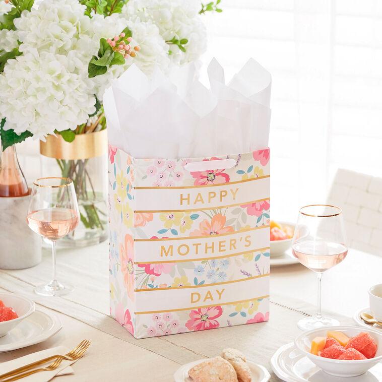 Hallmark 13" Floral Stripe Large Mother's Day Gift Bag With Tissue