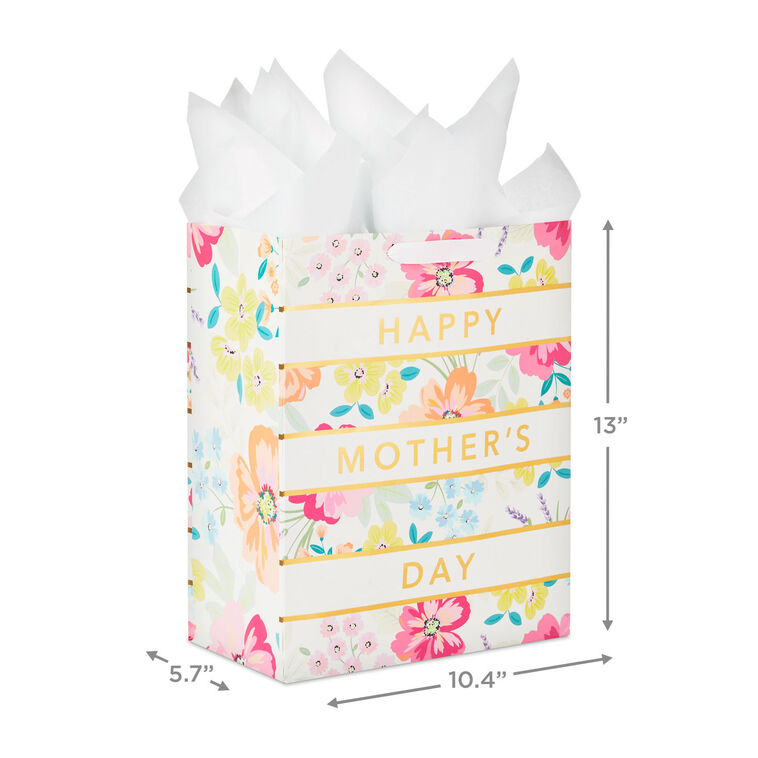 Hallmark 13" Floral Stripe Large Mother's Day Gift Bag With Tissue