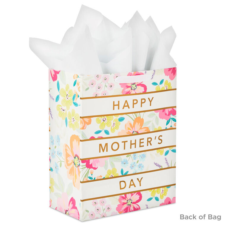 Hallmark 13" Floral Stripe Large Mother's Day Gift Bag With Tissue