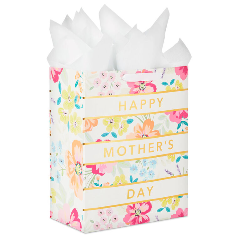hallmark 13" Floral Stripe Large Mother's Day Gift Bag With Tissue