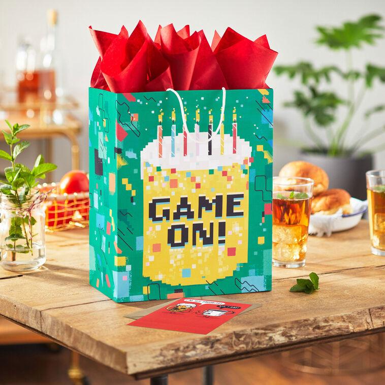 Hallmark 13" Game On Pixelated Cake Large Birthday Gift Bag