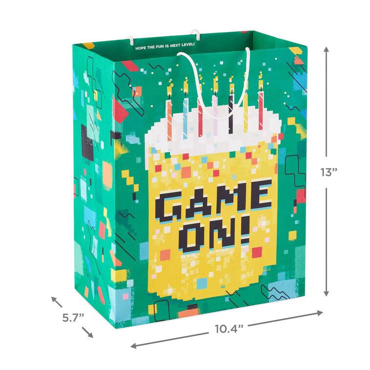 Hallmark 13" Game On Pixelated Cake Large Birthday Gift Bag