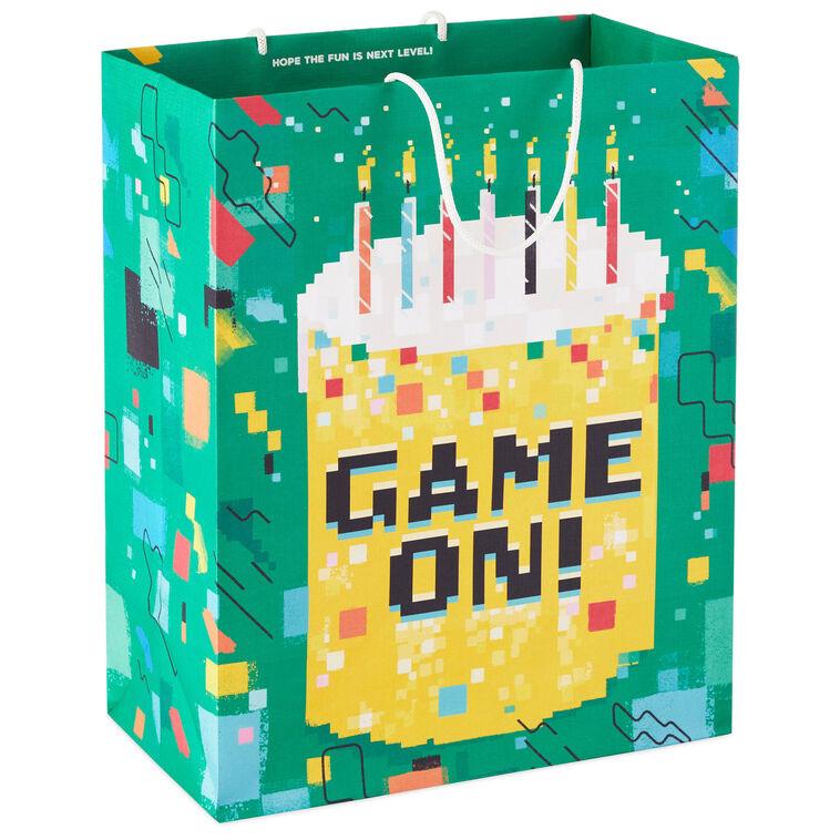 hallmark 13" Game On Pixelated Cake Large Birthday Gift Bag