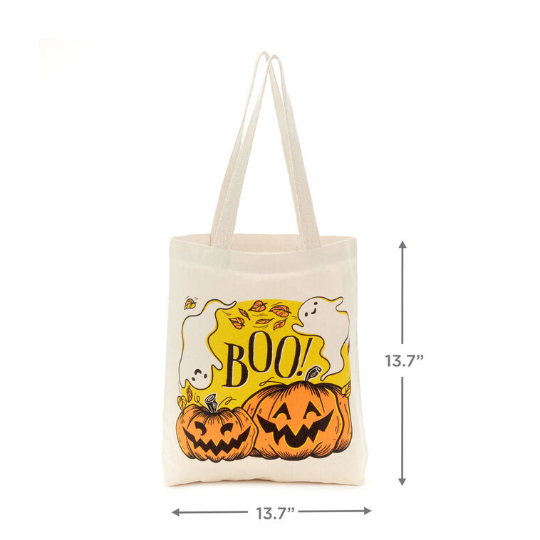 Hallmark 13" Ghost And Pumpkins Canvas Halloween Tote Bag
