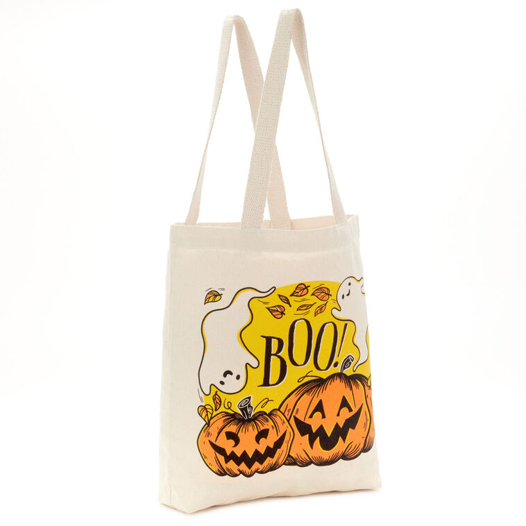 hallmark 13" Ghost and Pumpkins Canvas Halloween Tote Bag