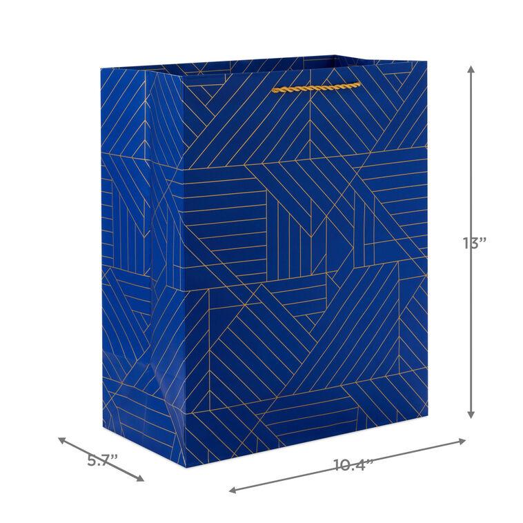 Hallmark 13" Gold Geometric On Navy Blue Large Gift Bag