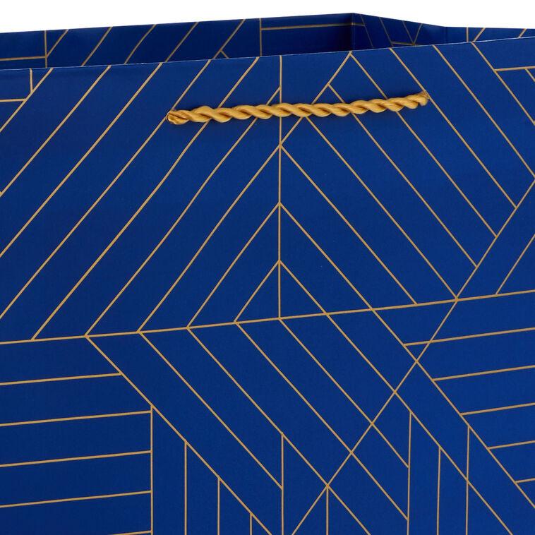 Hallmark 13" Gold Geometric On Navy Blue Large Gift Bag