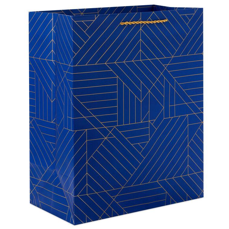 hallmark 13" Gold Geometric on Navy Blue Large Gift Bag