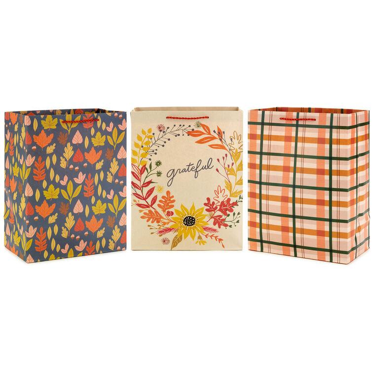hallmark 13" Grateful Season 3-Pack Large Gift Bags Assortment