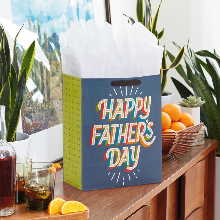 Hallmark 13" Happy Father's Day On Gray Large Gift Bag With Tissue Paper
