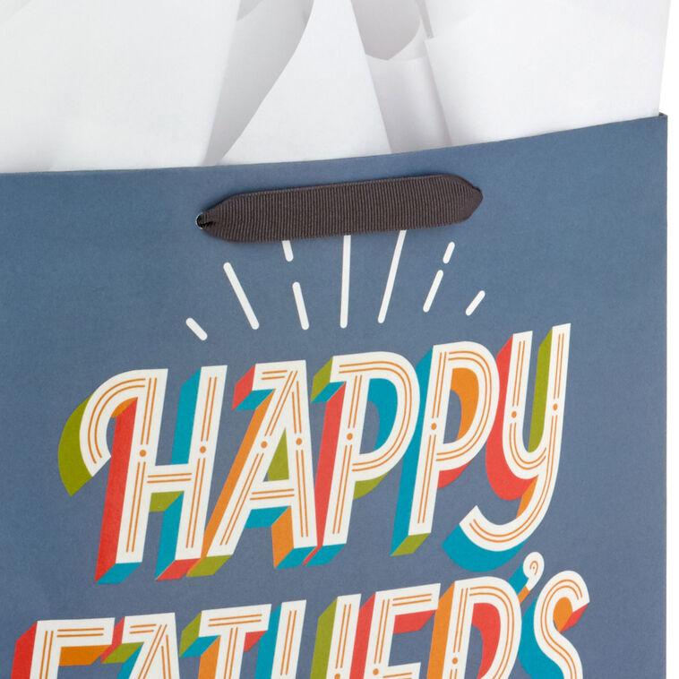 Hallmark 13" Happy Father's Day On Gray Large Gift Bag With Tissue Paper