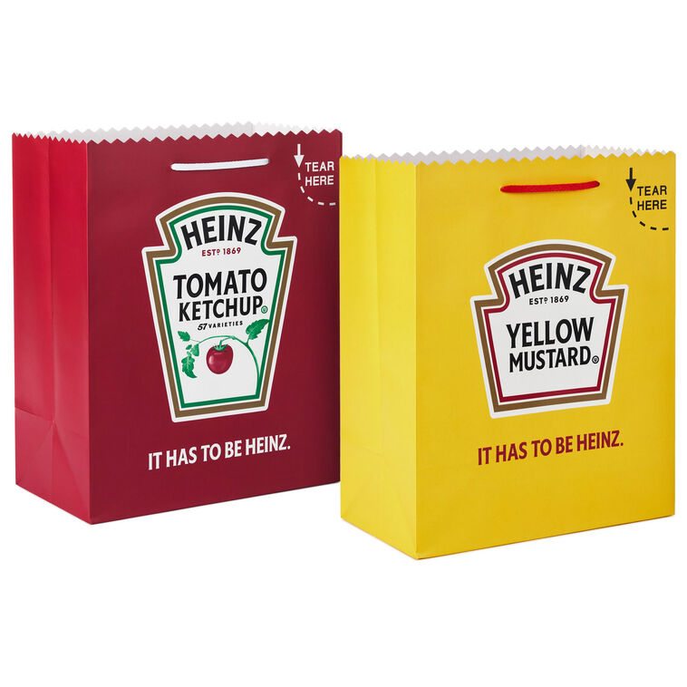 hallmark 13" Heinz™ Ketchup and Mustard 2-Pack Large Gift Bag Bundle