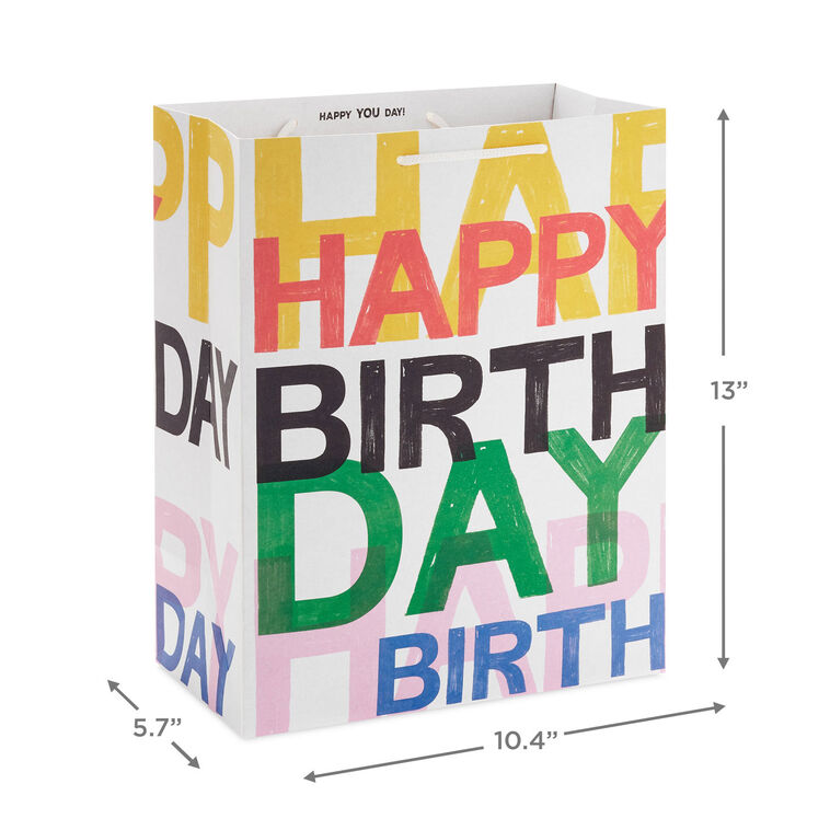 Hallmark 13" Layered Lettering Large Birthday Gift Bag