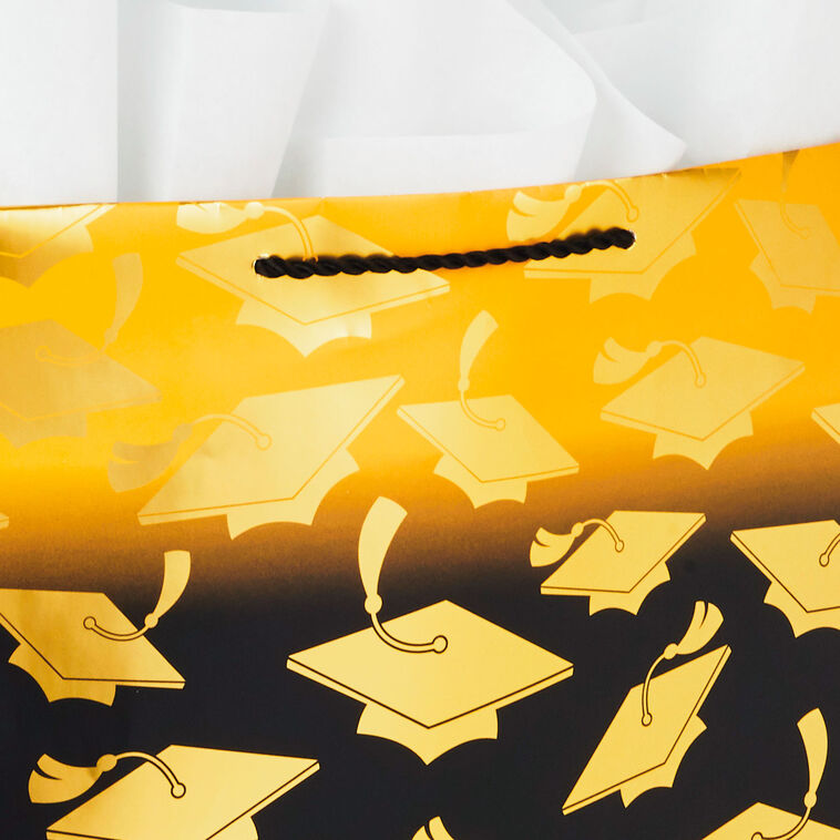 Hallmark 13" Mortarboards On Ombré Large Graduation Gift Bag With Tissue Paper