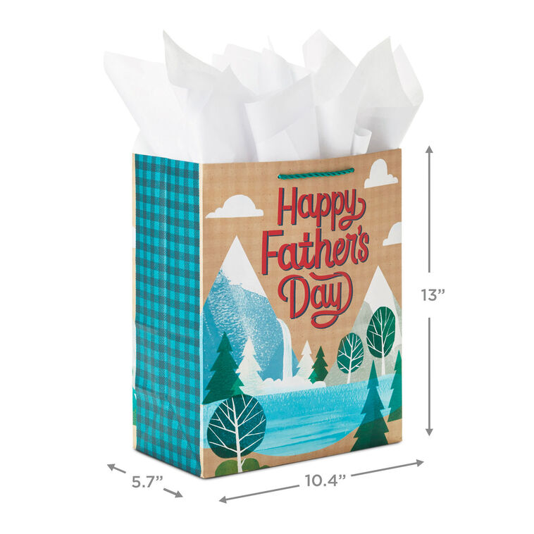 Hallmark 13" Mountain Scene Large Father's Day Gift Bag With Tissue