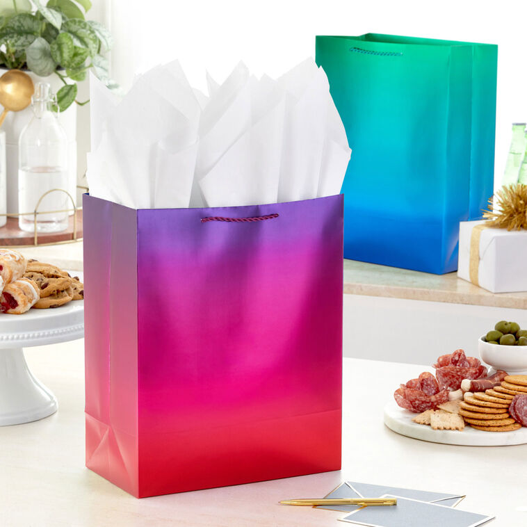 Hallmark 13" Ombré Metallic 3-Pack Large Gift Bags Assortment