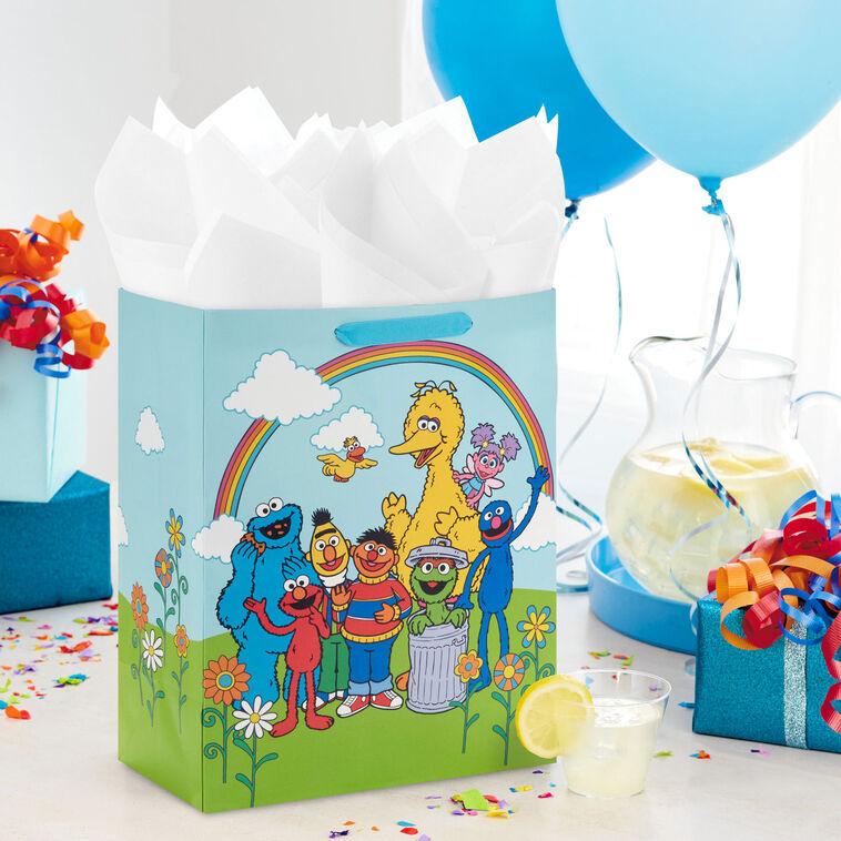 Hallmark 13" Sesame Street Friends Under Rainbow Large Gift Bag With Tissue Paper