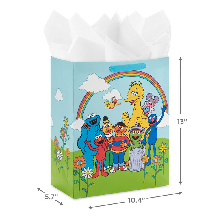 Hallmark 13" Sesame Street Friends Under Rainbow Large Gift Bag With Tissue Paper