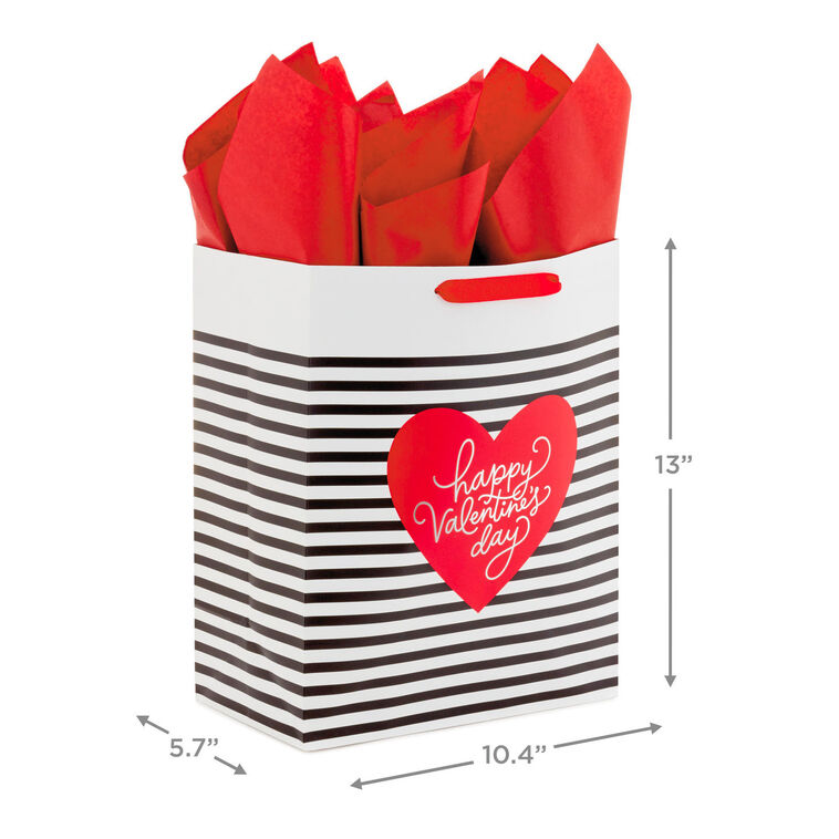 Hallmark 13" Stripes And Red Truck 2-Pack Large Valentine's Day Gift Bags With Tissue Paper
