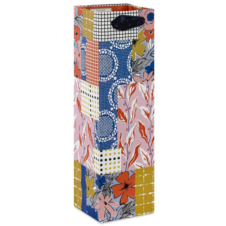 hallmark 13" Vibrant Vintage Patchwork Wine Gift Bag