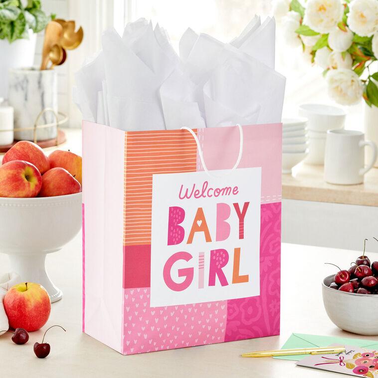 Hallmark 13" Welcome Baby Girl Large New Baby Gift Bag