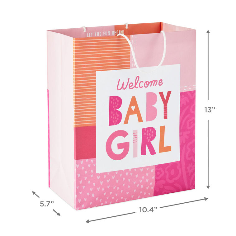 Hallmark 13" Welcome Baby Girl Large New Baby Gift Bag