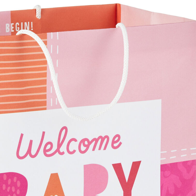 Hallmark 13" Welcome Baby Girl Large New Baby Gift Bag
