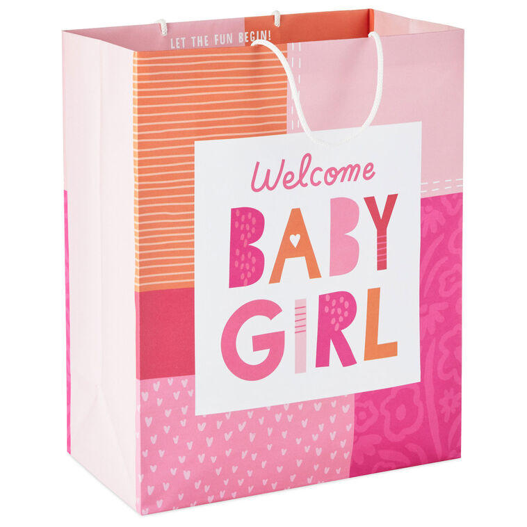 hallmark 13" Welcome Baby Girl Large New Baby Gift Bag