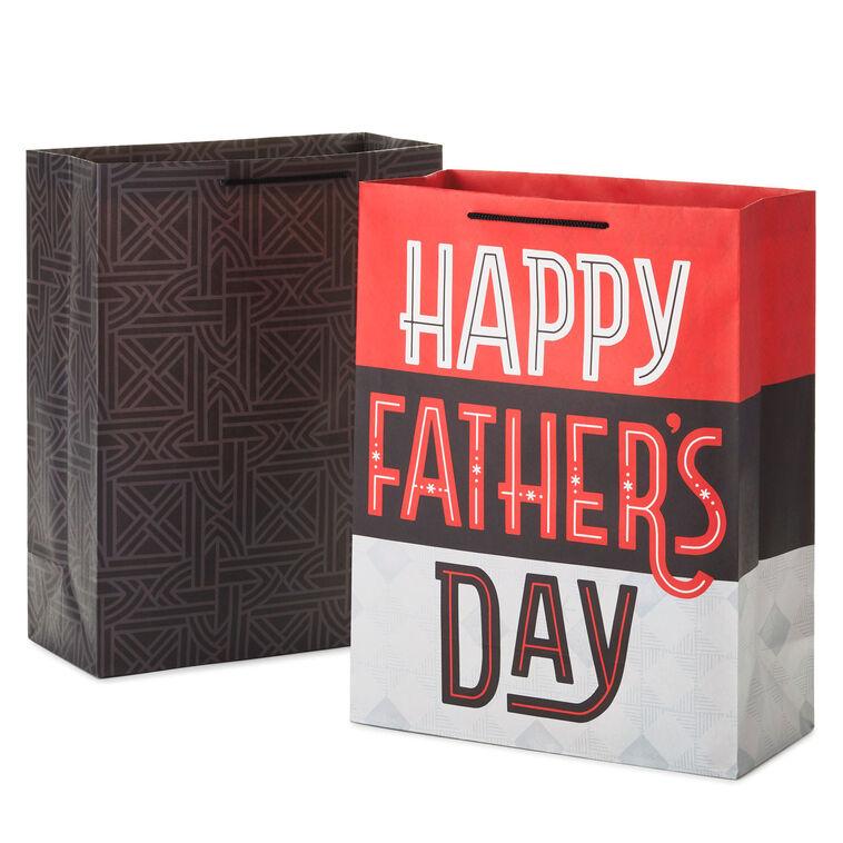 hallmark 14.4" Geometric and Father's Day 2-Pack Extra-Large Gift Bags