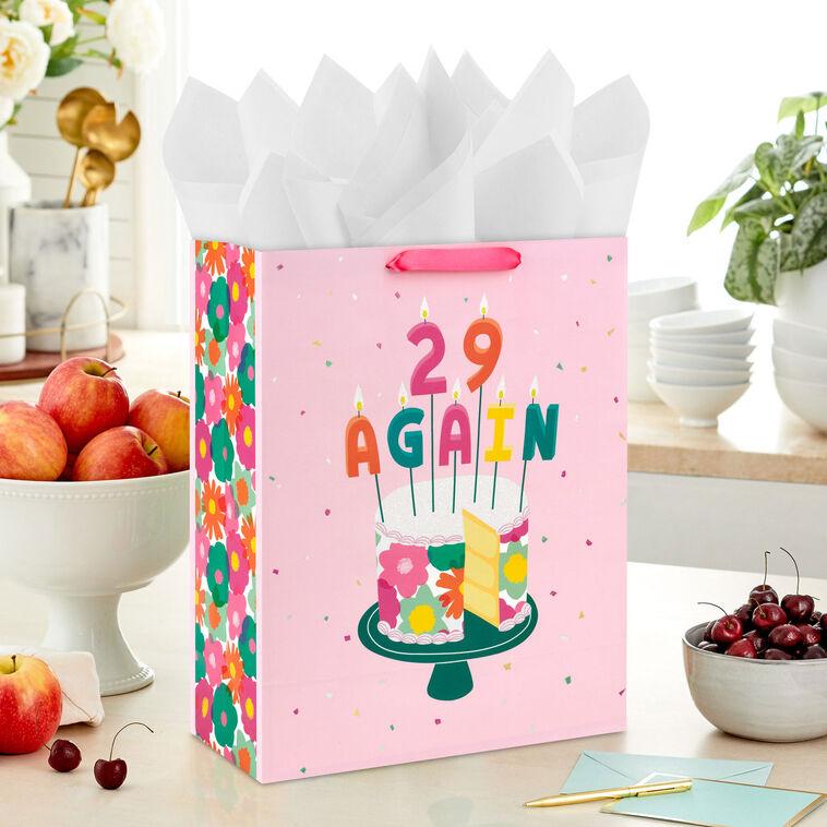 Hallmark 15.5" 29 Again Cake And Candles Extra-Large Birthday Gift Bag