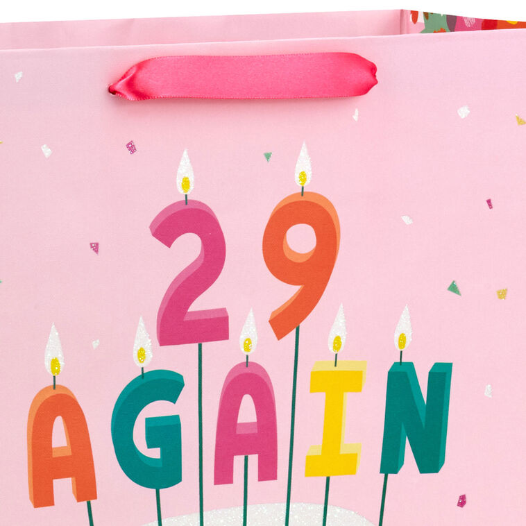 Hallmark 15.5" 29 Again Cake And Candles Extra-Large Birthday Gift Bag