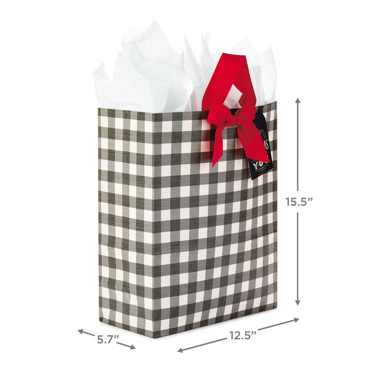 Hallmark 15.5" Buffalo Check Extra-Large Christmas Gift Bag With Tissue Paper