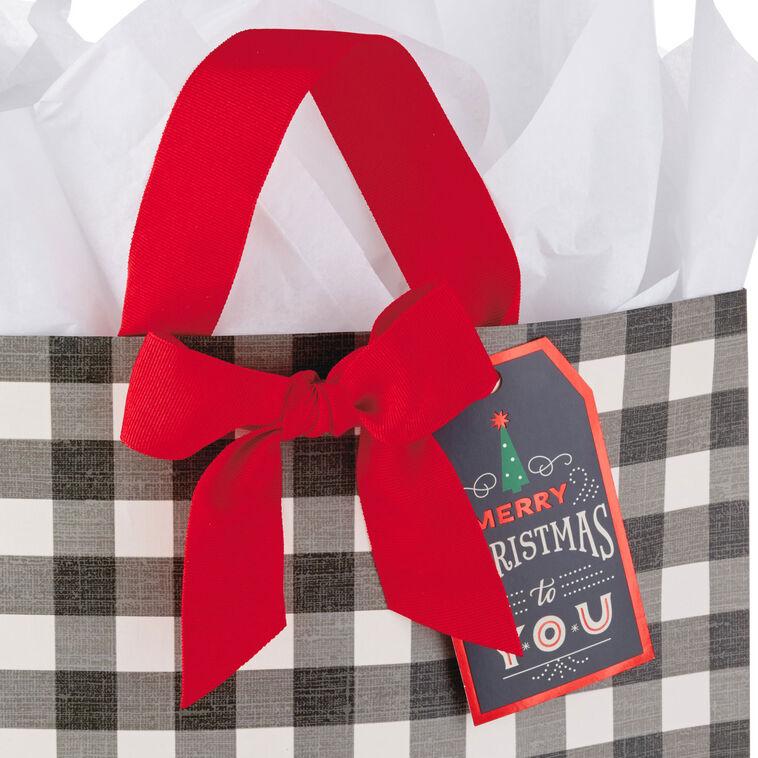 Hallmark 15.5" Buffalo Check Extra-Large Christmas Gift Bag With Tissue Paper