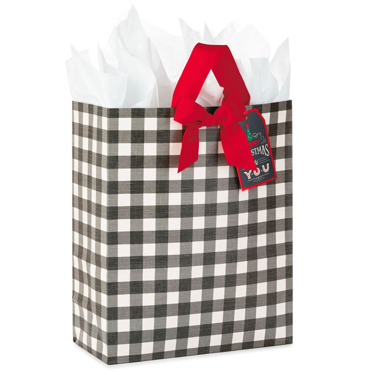hallmark 15.5" Buffalo Check Extra-Large Christmas Gift Bag With Tissue Paper
