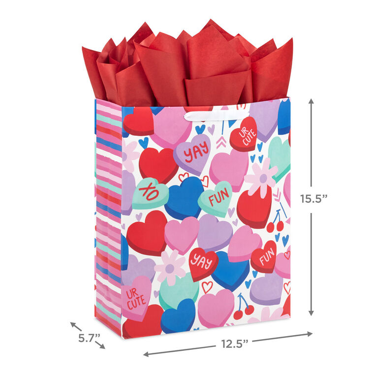 Hallmark 15.5" Candy Hearts Extra-Large Valentine's Day Gift Bag With Tissue Paper