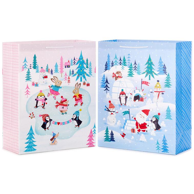 hallmark 15.5" Cute Winter Scenes 2-Pack XL Christmas Gift Bags