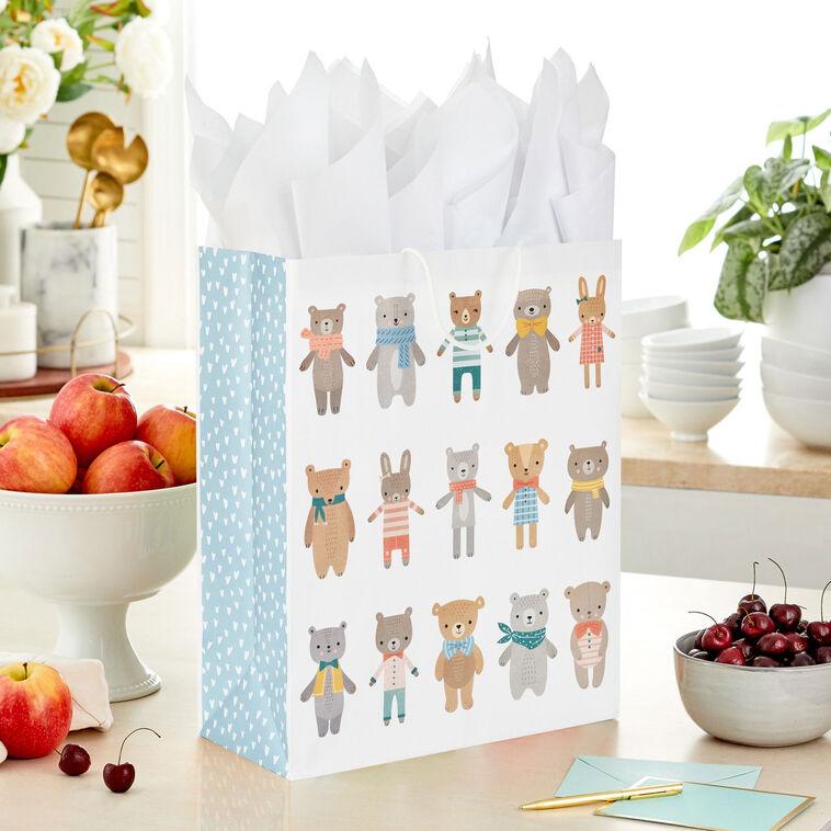 Hallmark 15.5" Dapper Bears And Bunnies Extra-Large Gift Bag