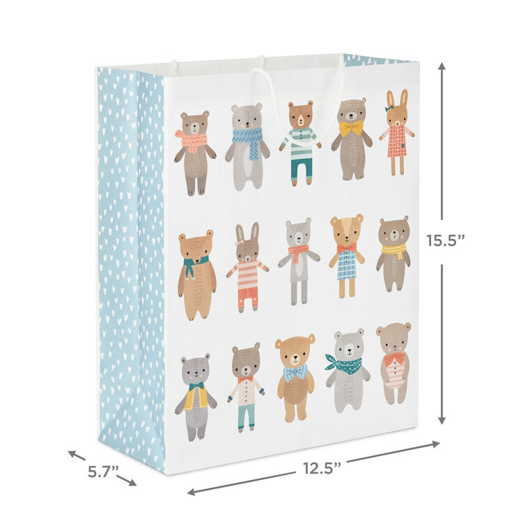 Hallmark 15.5" Dapper Bears And Bunnies Extra-Large Gift Bag